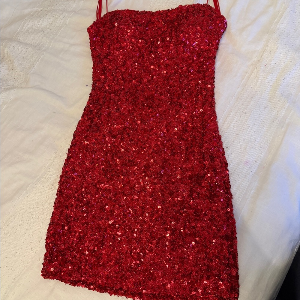 Red Sequin Mini Dress